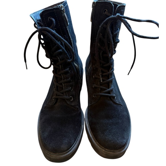 Paul Green Jackson Lug Sole Boot COMBAT MOTO BLACK SUEDE sz 40 9.5-10 - Picture 2 of 9